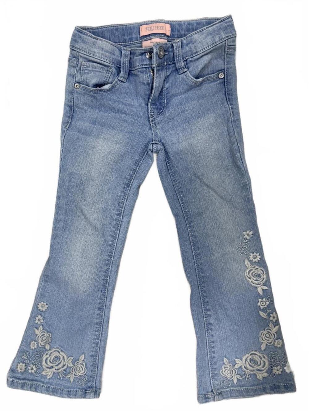 Squirt Girls' Light Blue Embroidered Floral Jeans Size 5T